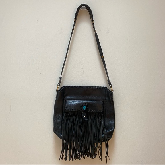 Rebecca Minkoff Black Leather Fringe Purse - Picture 1 of 11